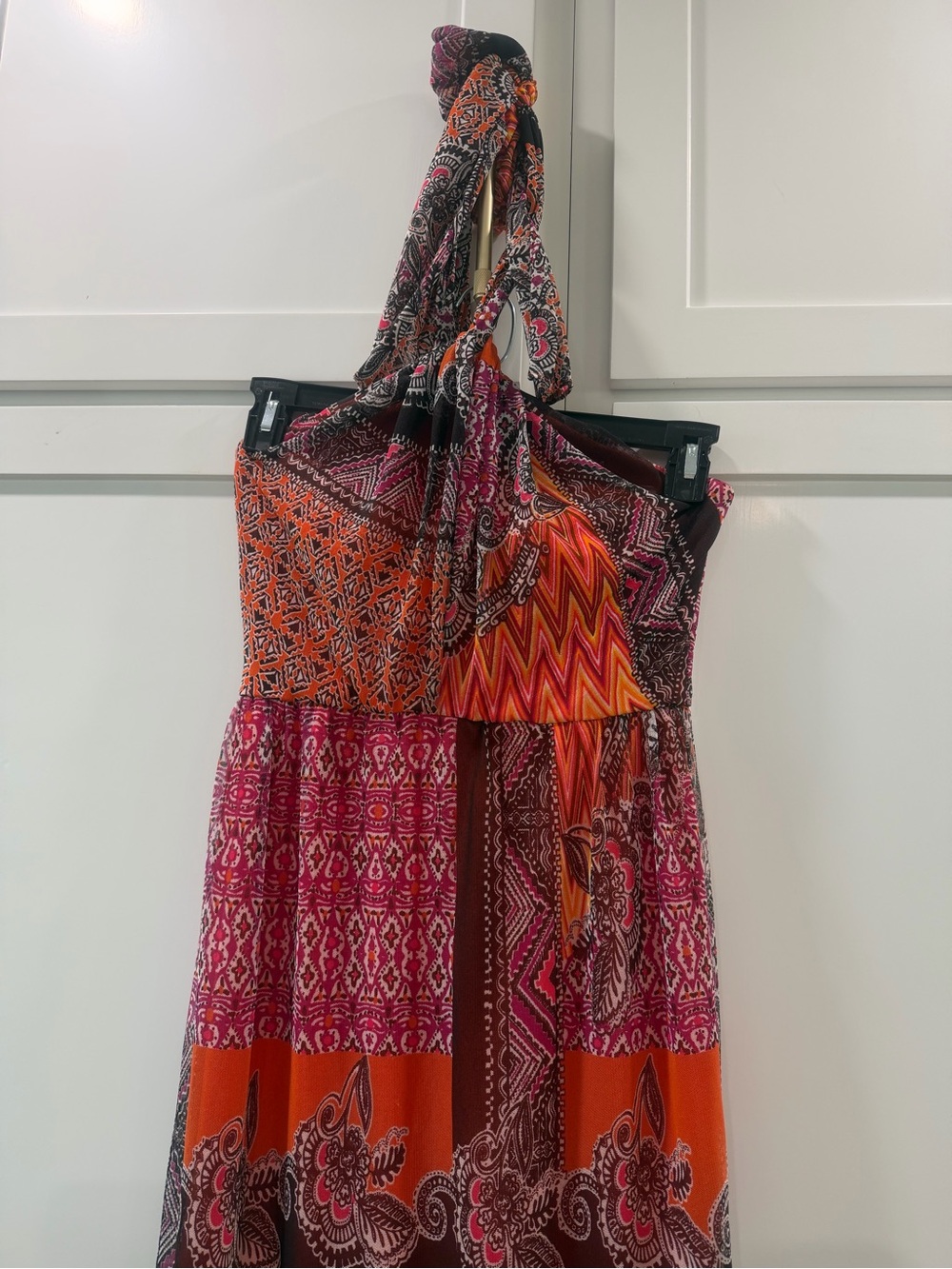 Boston Proper Boho Halter Maxi Dress in Pink & Orange Size 8